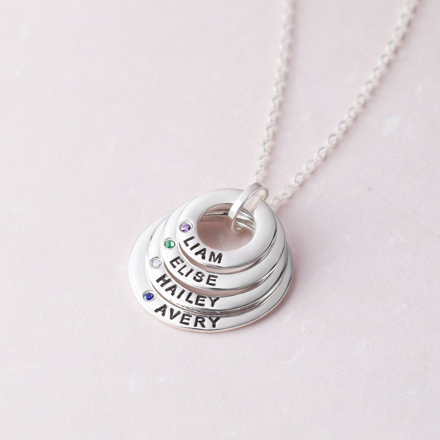 Mom Necklace With Kids Names & Birthstone