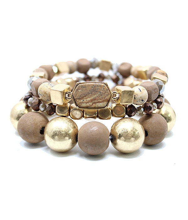 Boho Gold Brown Bracelet Set