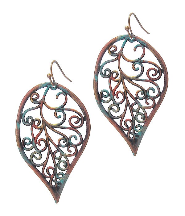 Antique Leaf Drop Earrings