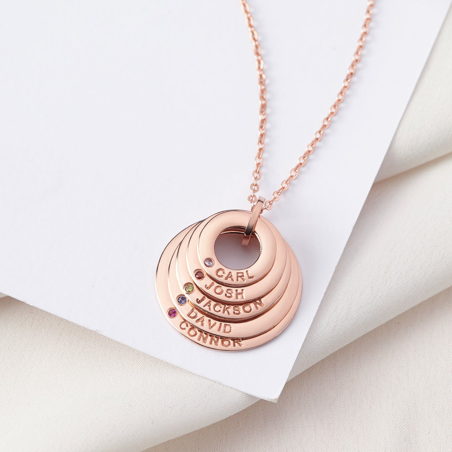 Mom Necklace With Kids Names & Birthstone