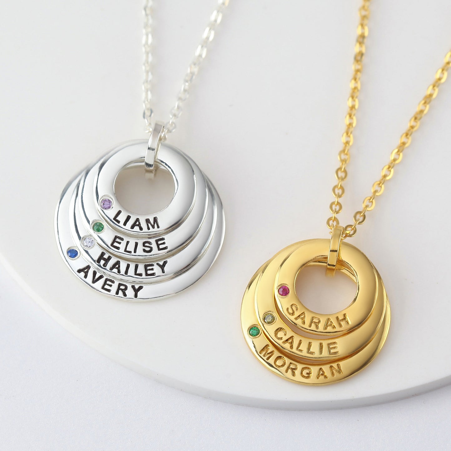 Mom Necklace With Kids Names & Birthstone