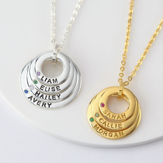 Mom Necklace With Kids Names & Birthstone