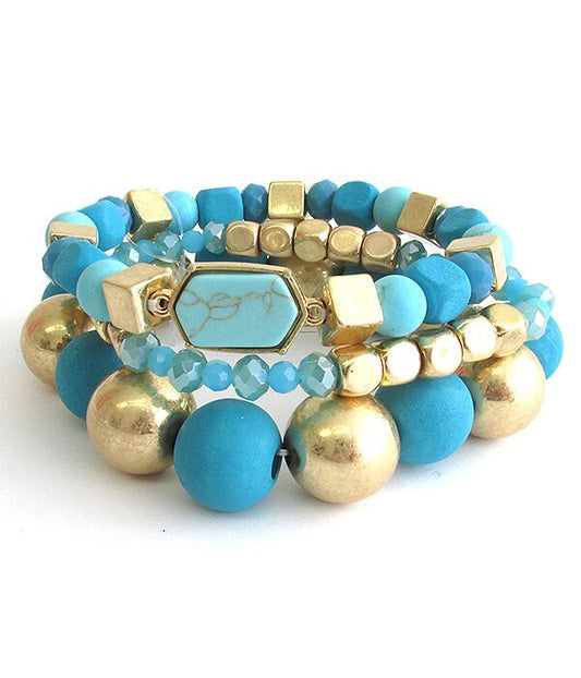 Turquoise Stackable Stretch Bracelet Set