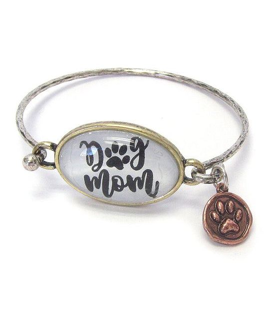 Charming Dog Mom Wire Bangle Bracelet