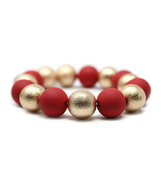 Bold Red Gold Bead Bracelet