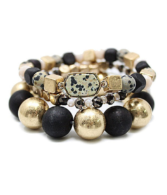 Black & Gold Stackable Bracelet Set