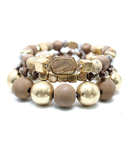 Boho Gold Brown Bracelet Set
