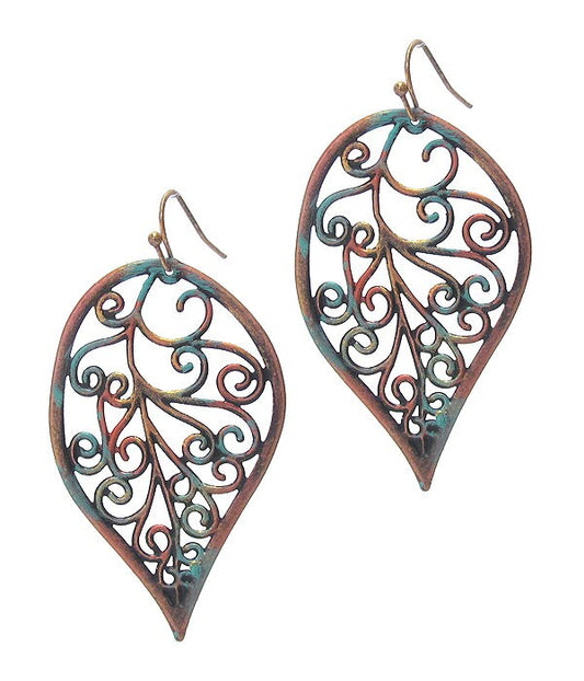 Antique Leaf Drop Earrings
