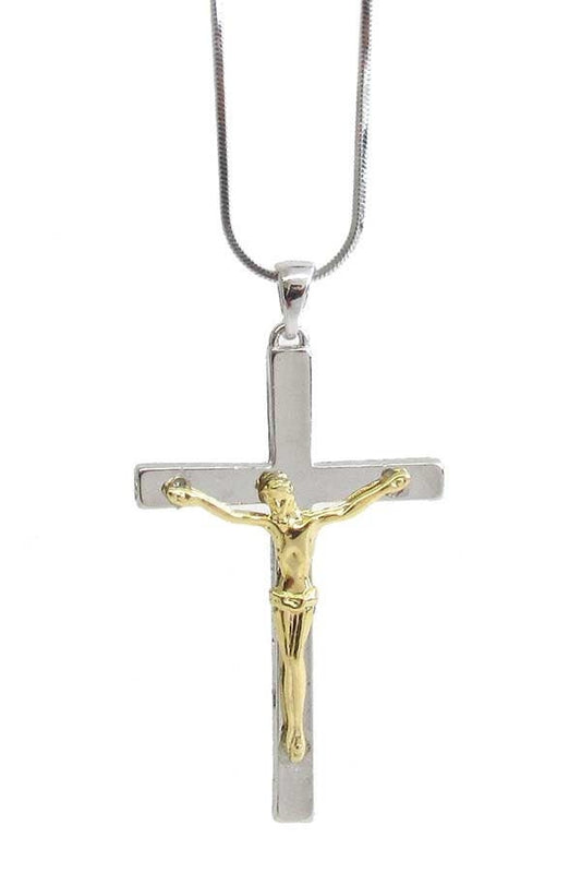 Whitegold Plating Jesus On Cross Pendant Necklace