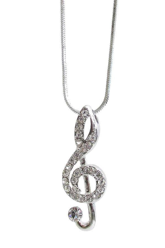 Whitegold Plating Music Note Pendant Necklace