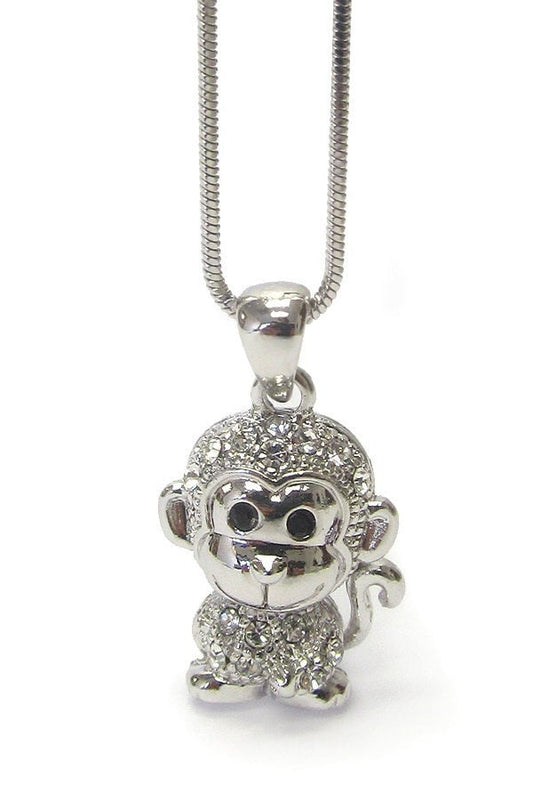 Adorable Crystal Monkey Necklace