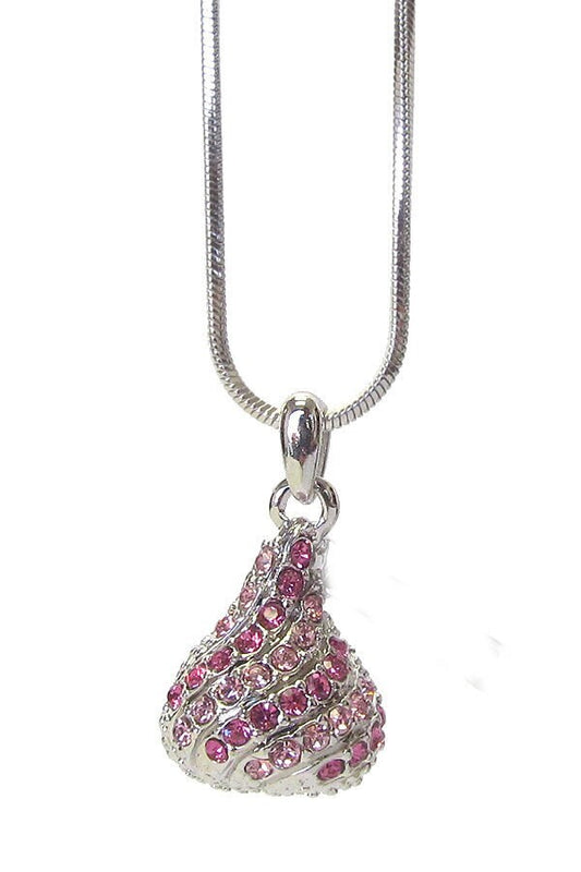 Whitegold Plating Crystal Stud Ice Chocolate Pendant Necklace -birthday gift, gifts for her, valentine gift ideas, gifts for daughter