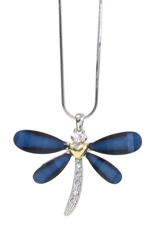 Whitegold Plating Crystal Dragonfly Pendant Necklace
