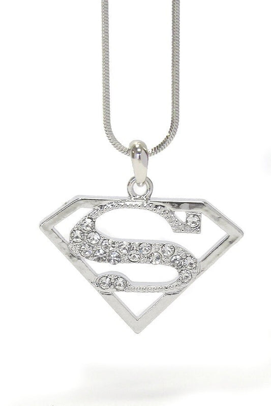 Whitegold Plating Crystal Superwoman Symbol Necklace Buy 2 Get 1 Mix n Match