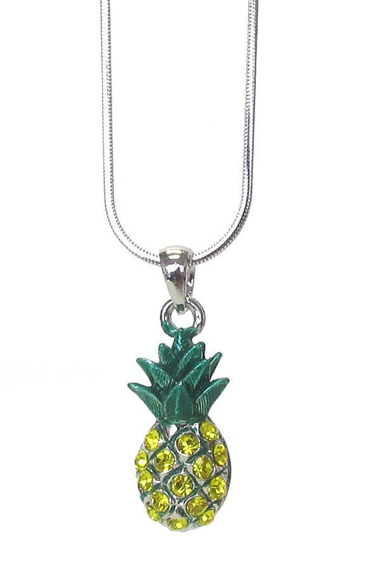 Whitegold Plating Crystal Pineapple Pendant Necklace