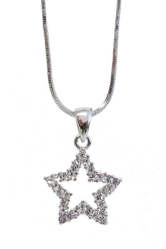 Whitegold Plating Star Pendant Necklace