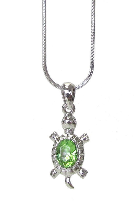 Whitegold Plating Crystal Turtle Pendant Necklace