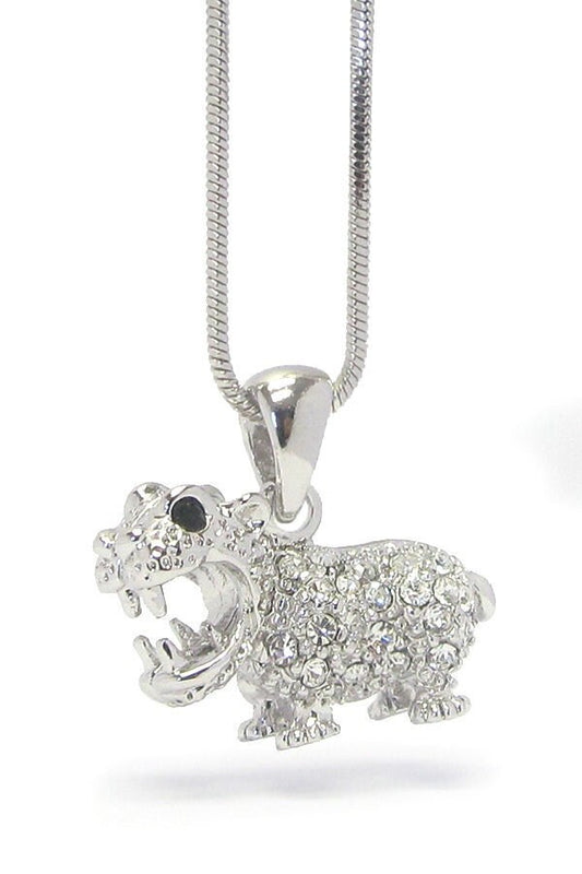 Charming Crystal Hippo Necklace