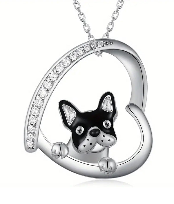 PET LOVERS DOG AND HEART NECKLACE