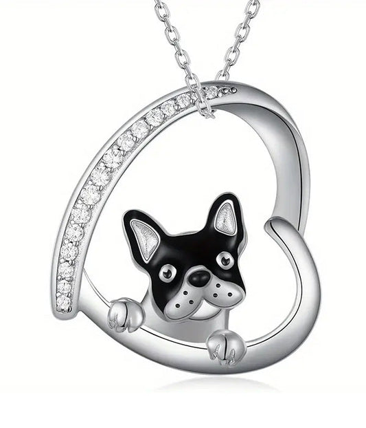 PET LOVERS DOG AND HEART NECKLACE
